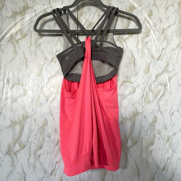 Lululemon 4 Nouveau limits tank flash light pink coral gray activewear yoga bra - Picture 5 of 12
